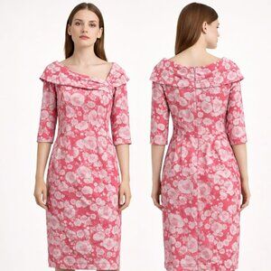 NWT $1750 John Charles Floral Print Mother of Bridal Dress Raspberry US Size 6